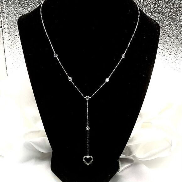 AFZ# sterling 925 silver necklace w/ Cz Heart pendant - Picture 5 of 12